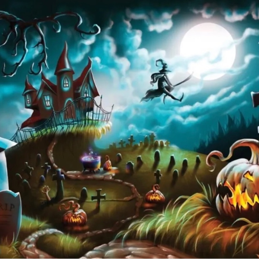Halloween Witch Party Panel Backdrop 10x7.5ft